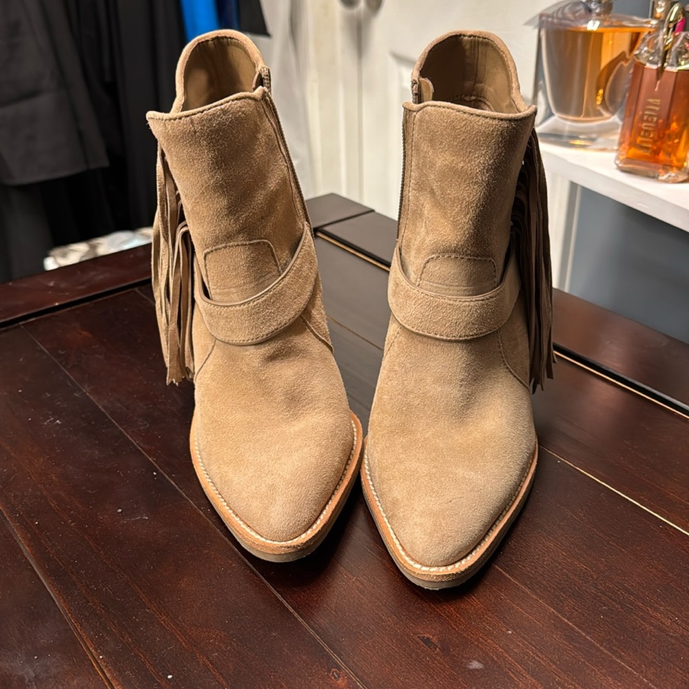 Gianni Bini brown suede like fringe boots. Worn a couple of times